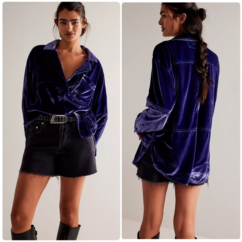 New! Free People We The Free Peyton Velvet Purple Pullover Tunic ๐๐ XS NWT! - Picture 1 of 10